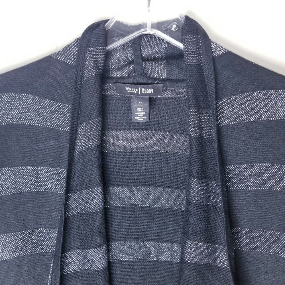 White House Black Market Cardigan Women Size XS Shimmer Stripe Open Front - Picture 7 of 11